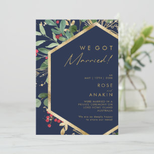 Modern Christmas   Navy Elopement Announcement