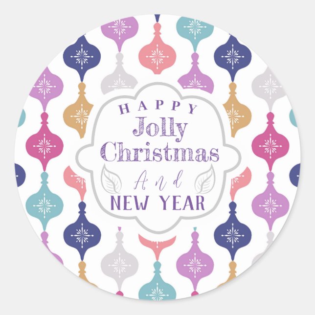 Modern Christmas Ornament  Classic Round Sticker (Front)