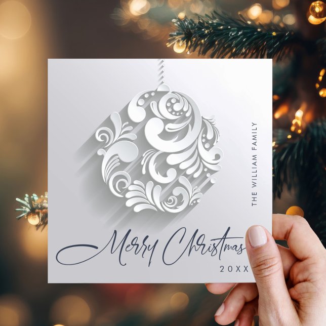 Modern Christmas Ornament Greeting Simple Holiday Card (Creator Uploaded)