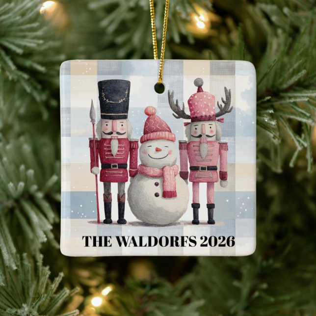Modern Christmas Ornament Nutcrackers & Snowman (Tree)