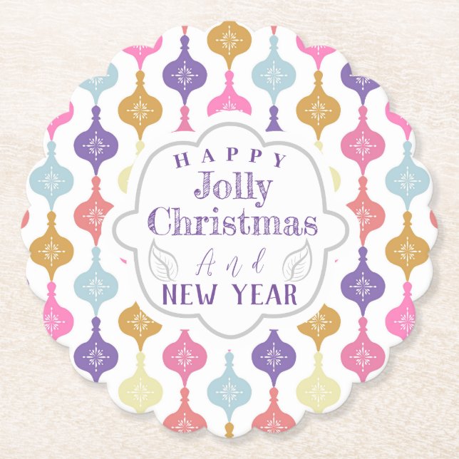 Modern Christmas Ornament  Paper Coaster (Front)