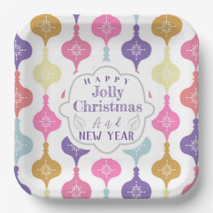 Modern Christmas Ornament Paper Plate