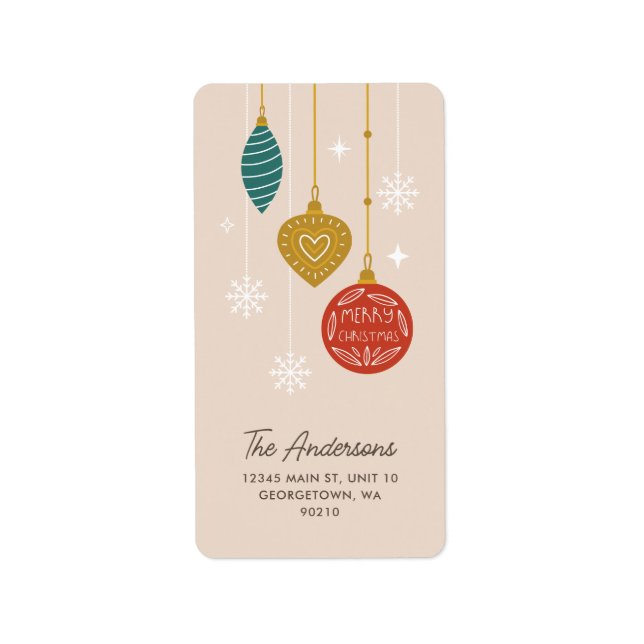 Modern Christmas Ornaments Custom Vertical Label (Front)