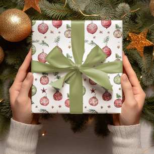 Modern Christmas Ornaments Wrapping Paper