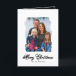 Modern Christmas Painted | Holiday Photo Card<br><div class="desc">A modern design of pretty typography script across the bottom of the card and reads "Merry Christmas" in black on a white background. Features a beautiful photo of your happy family on a painted photo effect outline. On the inside of the card there is room for an additional photo or...</div>
