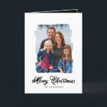 Modern Christmas Painted | Holiday Photo Card<br><div class="desc">A modern design of pretty typography script across the bottom of the card and reads "Merry Christmas" in black on a white background. Features a beautiful photo of your happy family on a painted photo effect outline. On the inside of the card there is room for an additional photo or...</div>