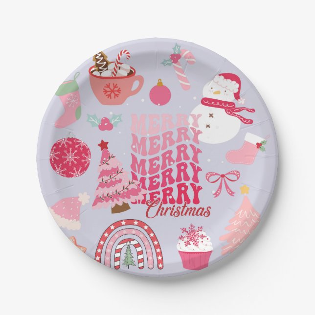 Modern Christmas Paper Plate (Front)