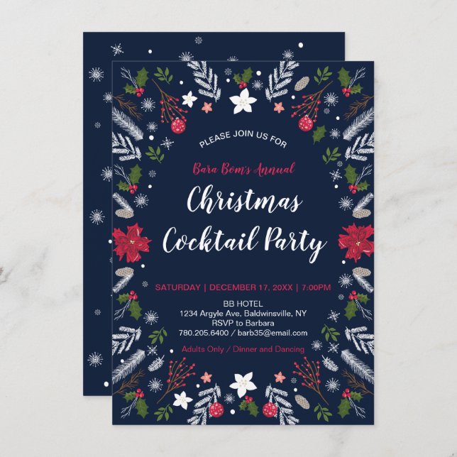 Modern Christmas Party, Holiday Party Invitations (Front/Back)