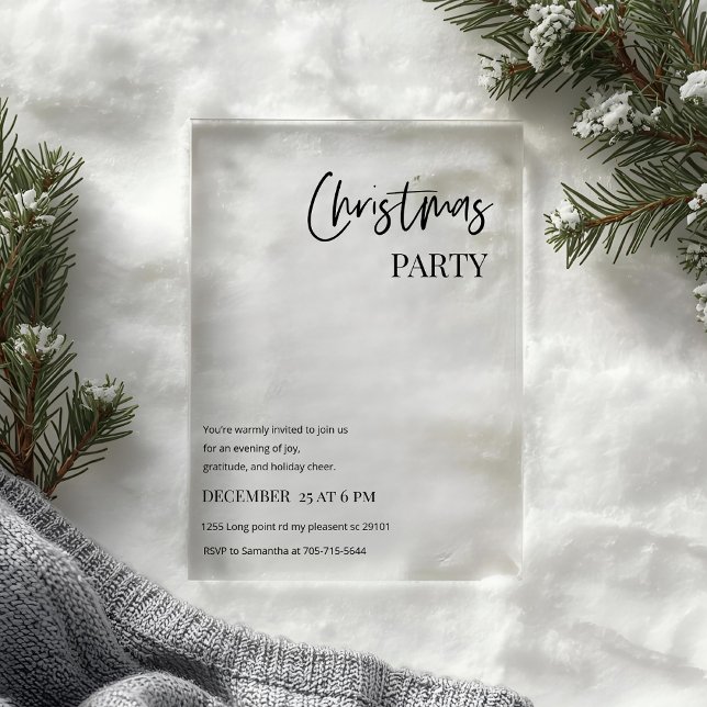 Modern Christmas Party Minimal Acrylic Invitations (Creator Uploaded)