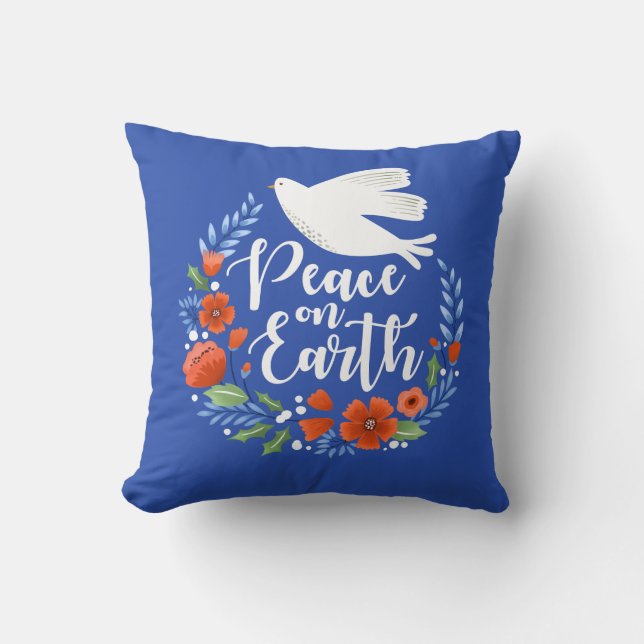 Modern Christmas Peace on earth Cushion (Front)