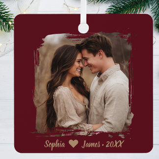 Modern Christmas | Personalised Couple Photo Metal Tree Decoration