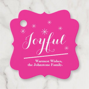 Modern Christmas Personalised Family Cool Pink Favour Tags