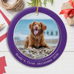 Modern Christmas Personalised Pet Dog Photo Ceramic Ornament