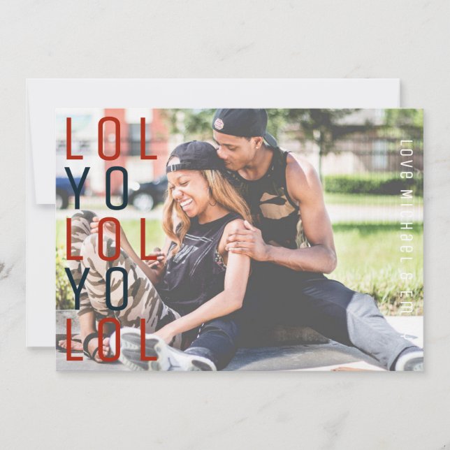 Modern Christmas PHOTO CARD LOL not Ho Ho Ho (Front)