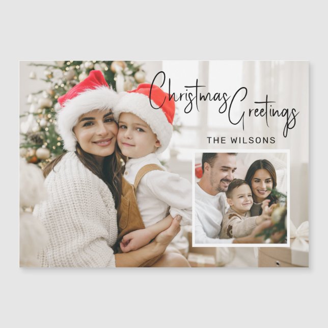 Modern Christmas Photo Card with Inset  (Front)