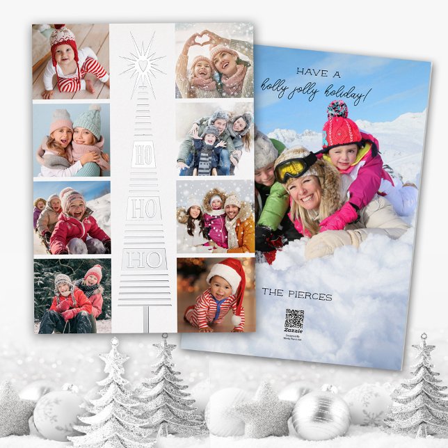 Modern Christmas Photo Collage Foil Holiday Card  (Creator Uploaded)