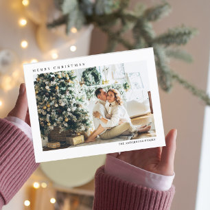 Modern Christmas Photo Family   Merry Christmas Postcard
