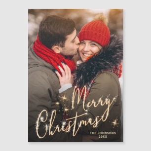 Modern Christmas PHOTO Holiday Magnetic Card