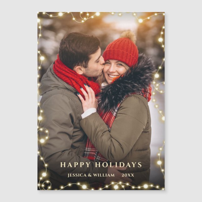 Modern Christmas PHOTO Holiday Magnetic Card (Front)