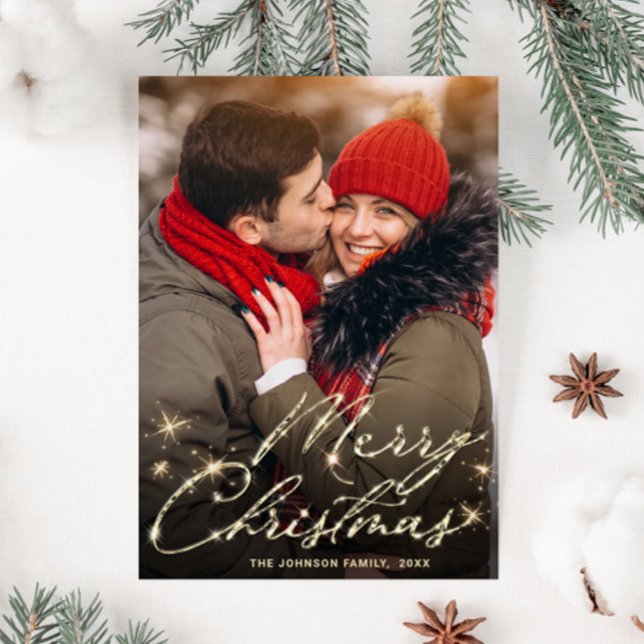 Modern Christmas PHOTO Holiday Magnetic Card (Creator Uploaded)