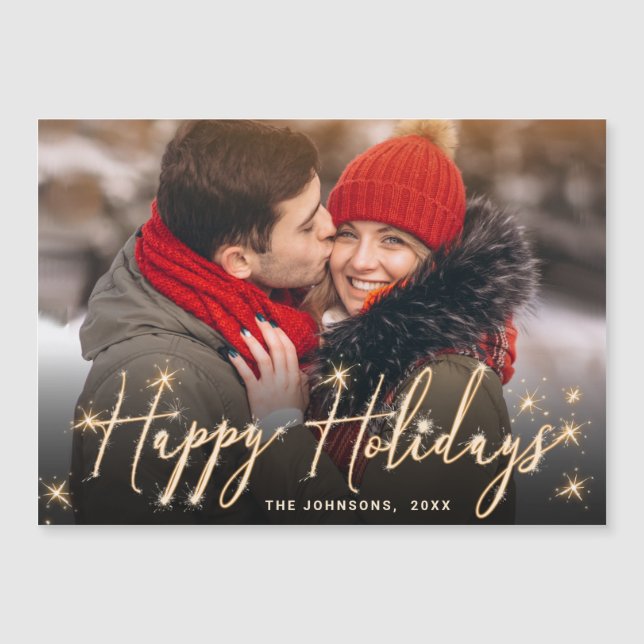 Modern Christmas PHOTO Holiday Magnetic Card (Front)