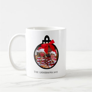 Modern Christmas Photo Ornament Coffee Mug