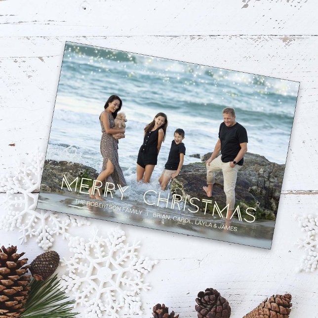 Modern Christmas photo subtle holiday lights Card (Creator Uploaded)