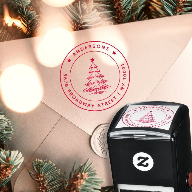 Modern Christmas Pine Tree Return Address Self-inking Stamp (Creator Uploaded)