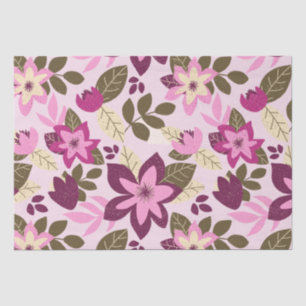 Modern Christmas Pink Floral Holiday Tissue Paper