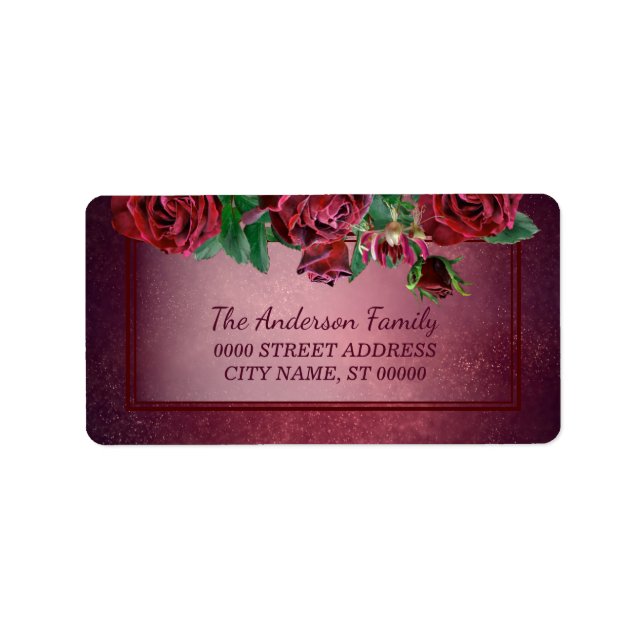 Modern Christmas Pink flower Holiday Label (Front)