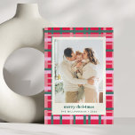 Modern Christmas Plaid Red Green Vertical Photo Holiday Card<br><div class="desc">With a modern twist and classic holiday colours,  this stylish holiday card features a cosy and festive Christmas plaid pattern in vibrant red and green. Easily personalise it with your vertical photo and text.</div>