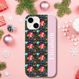 Modern Christmas Poinsettia Pattern Case-Mate iPhone 14 Case