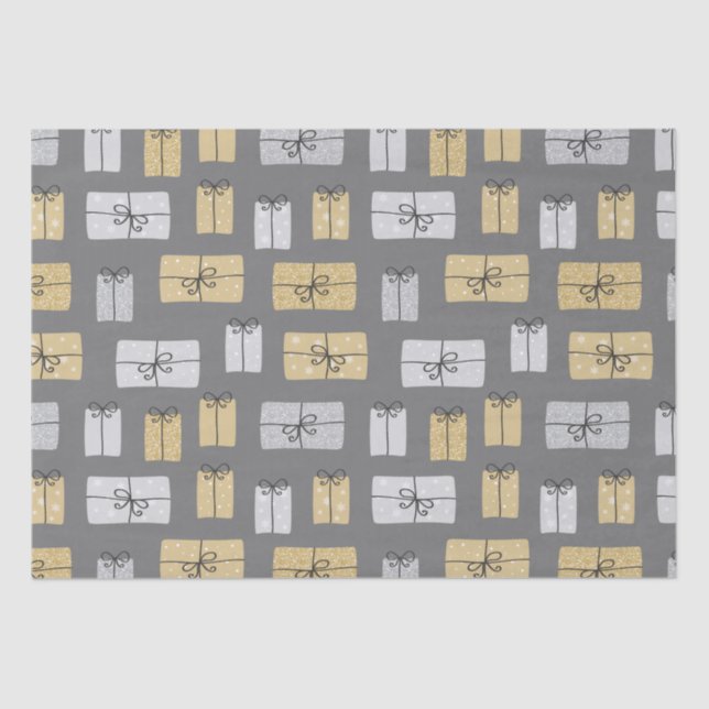 Modern Christmas Present Doodles Tissue Paper (Front)