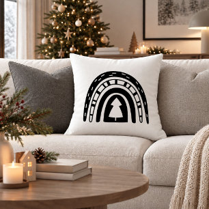 Modern Christmas Rainbow Minimalist Throw Pillow A