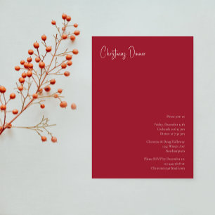 Modern Christmas   Red Dinner Party  Invitation