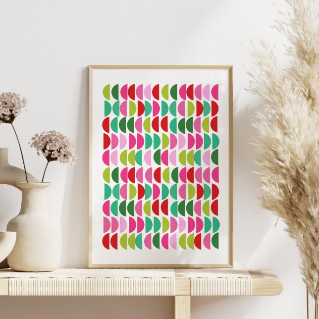 Modern Christmas Red Green Pink Geometric Wall Art (Creator Uploaded)