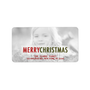 MODERN CHRISTMAS   RED HOLIDAY PHOTO ADDRESS LABEL