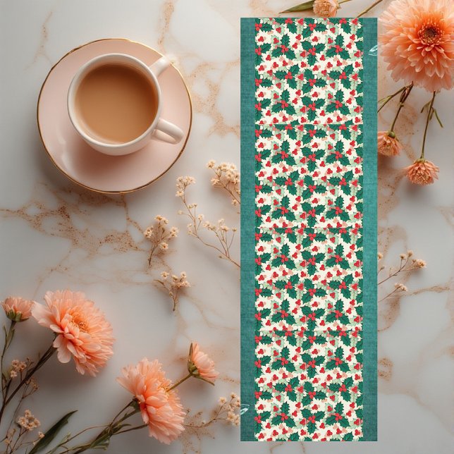 Modern Christmas Red Holly Meditation.Green Floral Yoga Mat (Modern Christmas Red Holly Meditation Green Floral Yoga Mat)