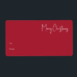 Modern Christmas | Red Rectangle Gift Label<br><div class="desc">This modern Christmas | red rectangle gift label is perfect for your minimalist shabby chic boho red and white holiday greeting. The minimal whimsical handwritten calligraphy is delicate and rustic while staying classy and elegant. You will find that everything about this product is editable, so feel free to add pictures...</div>