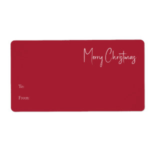 Modern Christmas   Red Rectangle Gift Label