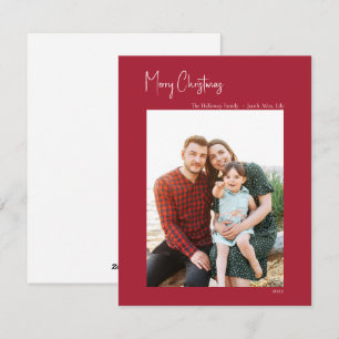 Modern Christmas Red Vertical Single Photo Holiday Card