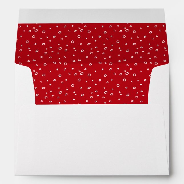 Modern Christmas Red with White Dots | Custom Envelope (Back (Bottom))