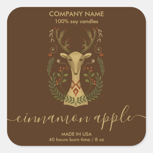Modern Christmas Reindeer Candle label product  (Front)