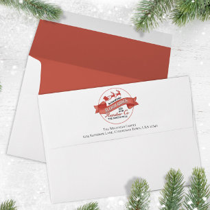 Modern Christmas Return Address Red Envelope