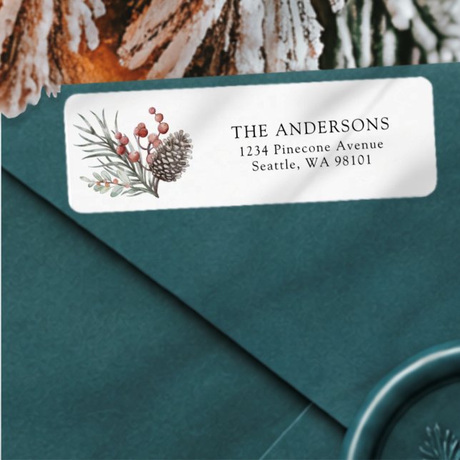 Modern Christmas Return Address Winter Foliage Label (Creator Uploaded)