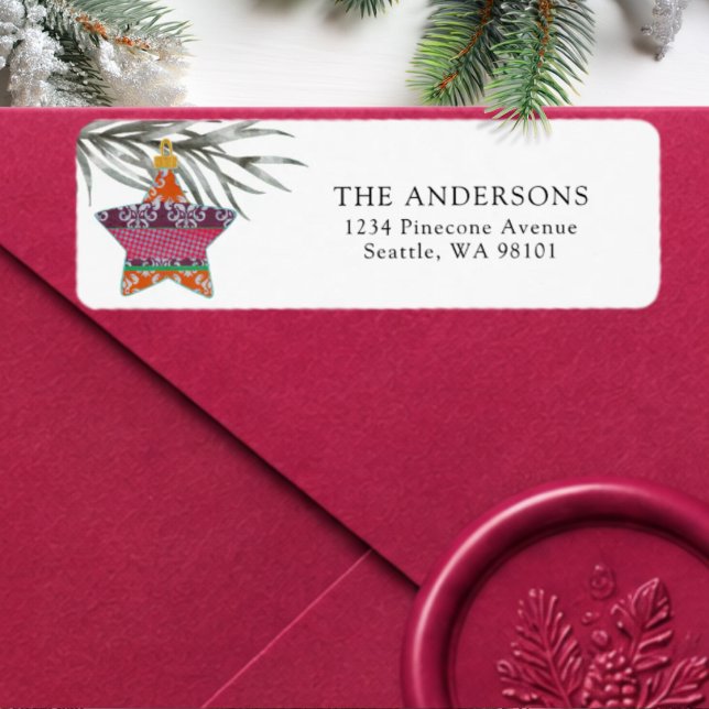 Modern Christmas Return Address Winter Foliage Label (Creator Uploaded)