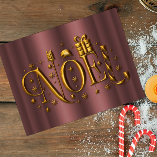 Modern Christmas Rose Gold Noel Holiday Postcard (Creator Uploaded)