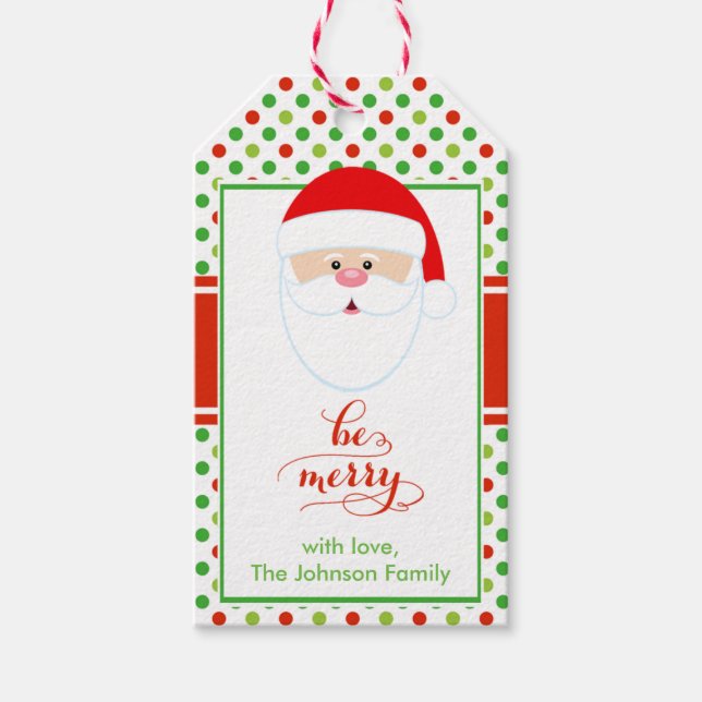 Modern Christmas Santa Holiday Gift Tag (Front)