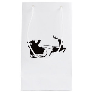 Modern Christmas Santa Sleigh and Reindeer Small Gift Bag