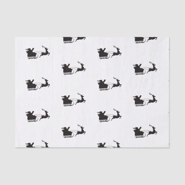 Modern Christmas Santa Sleigh and Reindeer Tissue Paper (Front)
